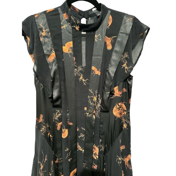 ALLSAINTS Fleur Aurora Dress Size USA 2 Asymmetric hem Cap sleeves Round neck - Picture 6 of 13